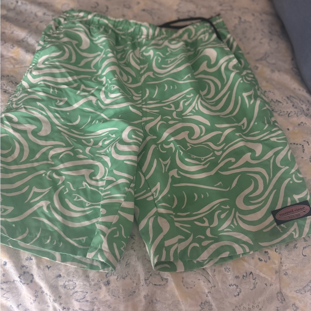 Vineyard Vines Green and White Swim Trunks